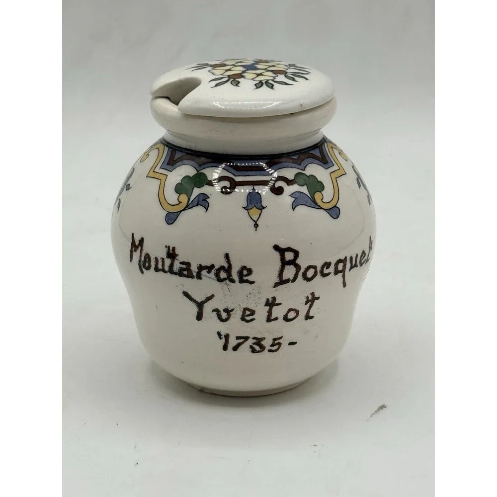 Vintage DIGOIN & SARREGUEMINES  MUSTARD JAR with Lid ~ Made in FRANCE